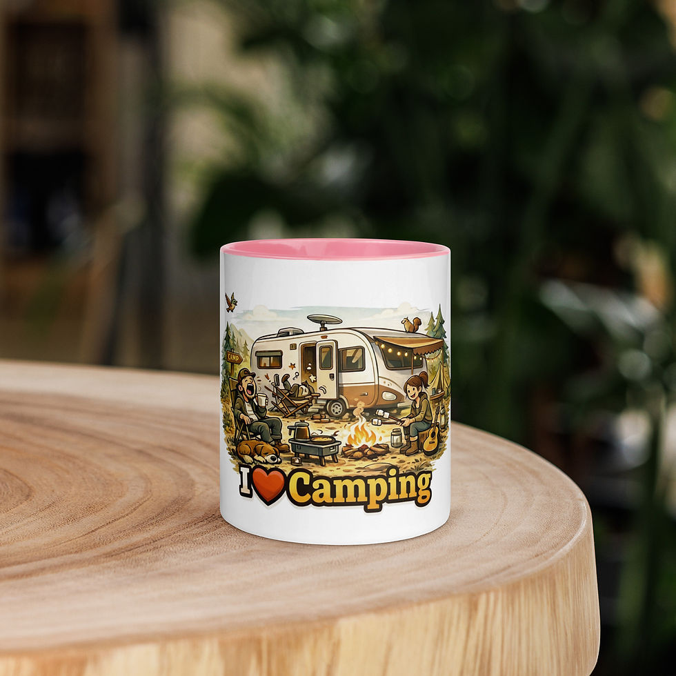 Miniaturbild: T-ONE i love camping Tasse mit farbiger Innenseite