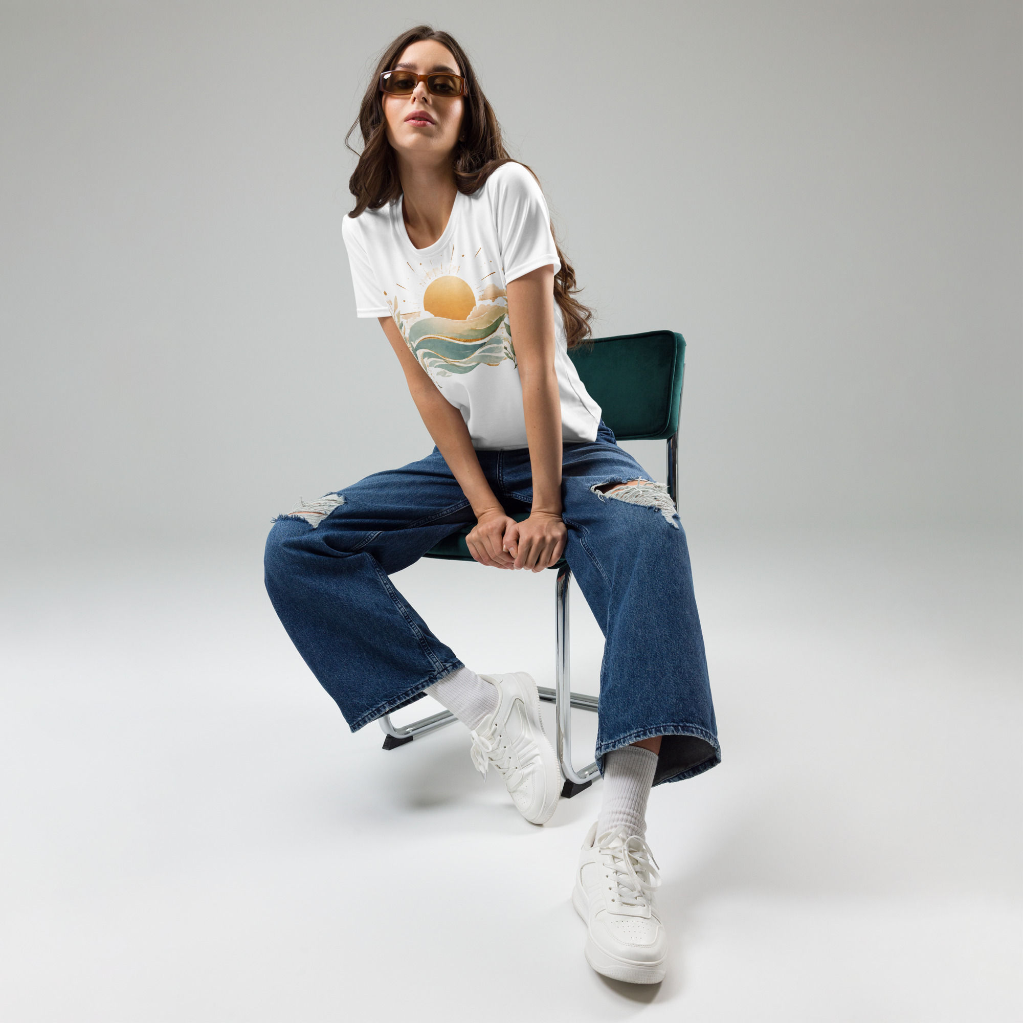 T-ONE Damen-T-Shirt modern schlicht weiß
