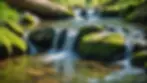 Close-up view of pure spring water flowing from a natural spring