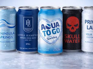 Promotional canned water at events in Australia showing branded aluminium cans for festivals and corporate use