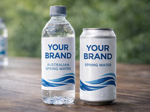 Private label bottled water Australia with aluminium cans and PET bottles for custom branding and wholesale supply