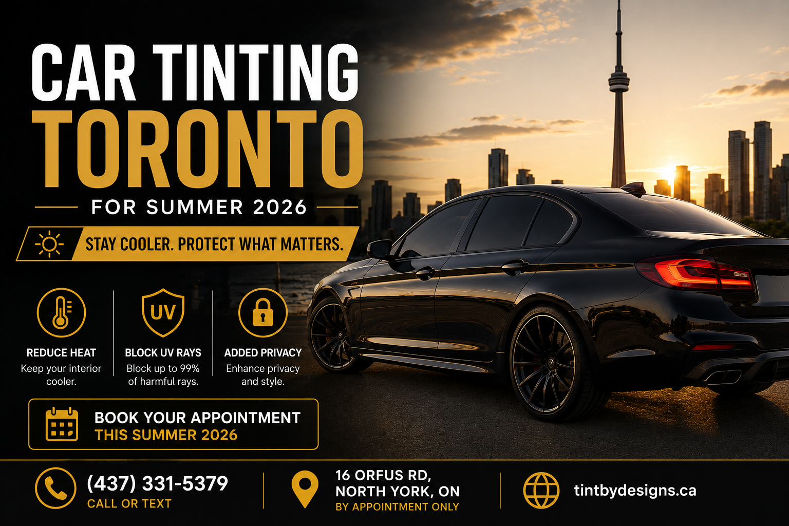 Car Tinting Toronto for Summer 2026: Stay Cooler, Block UV Rays & Protect Your Vehicle