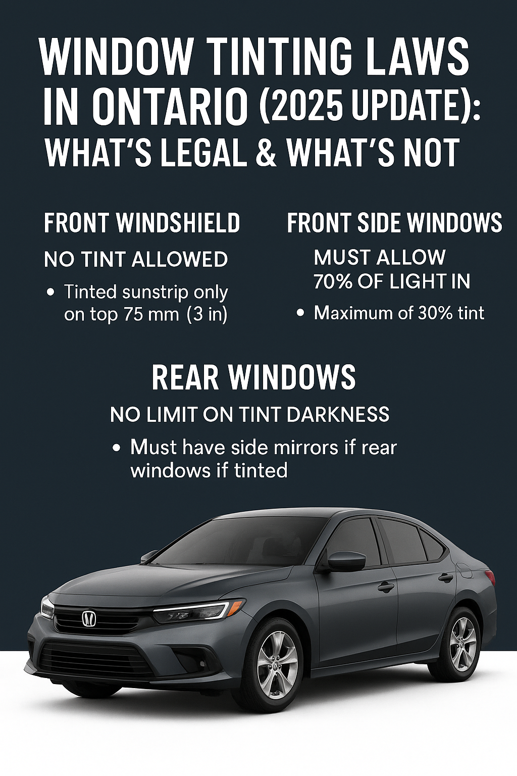Window Tinting Laws in Ontario (2025 Update): What’s Legal & What’s Not