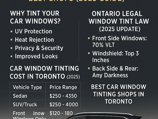 Car Window Tinting Toronto: Cost, Legal Limits, Benefits & Best Shops (2025 Guide)