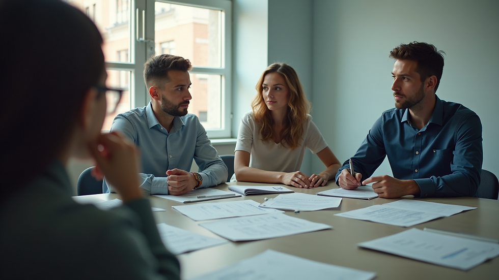 High angle view of a training session in progress, with participants engaged in learning