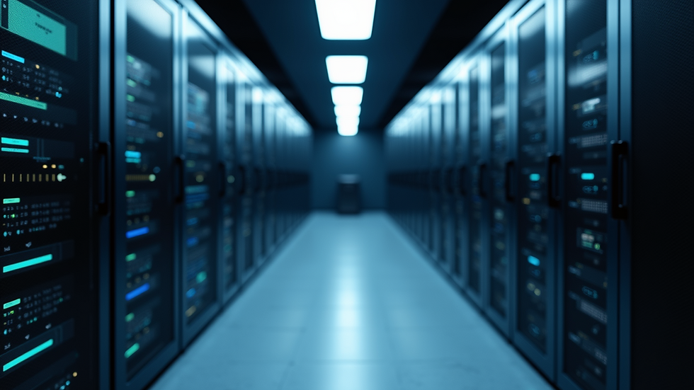 High angle view of a server room with advanced IT infrastructure