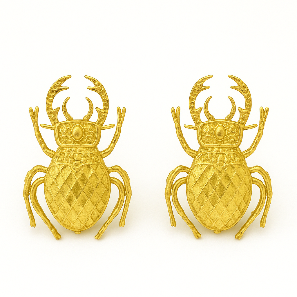 Scarab earrings in gold
