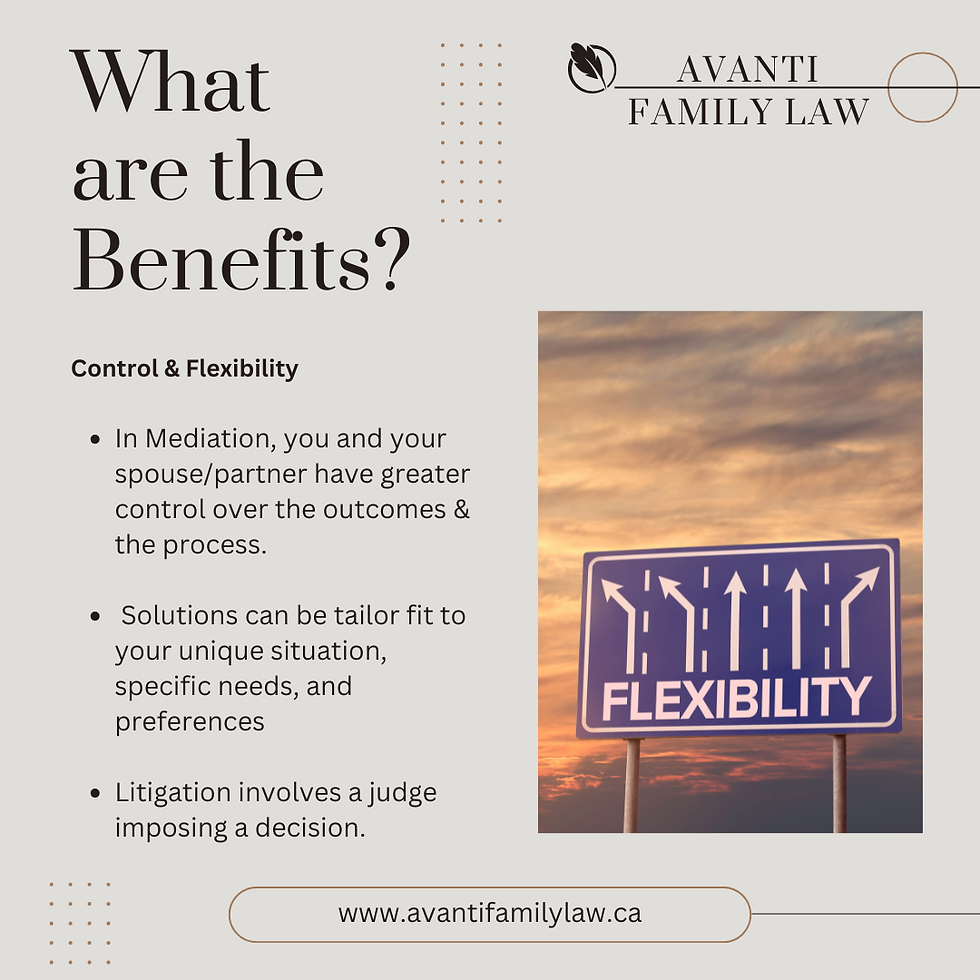 Family Law Mediation is flexible and you are in control