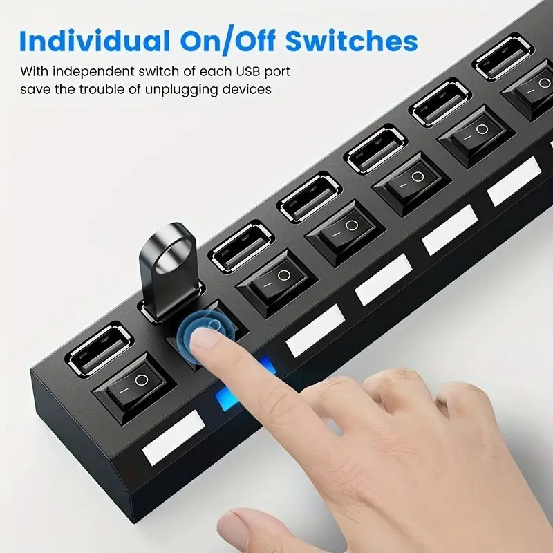 Miniatura: 4-Port USB Splitter Hub with Independent Switches