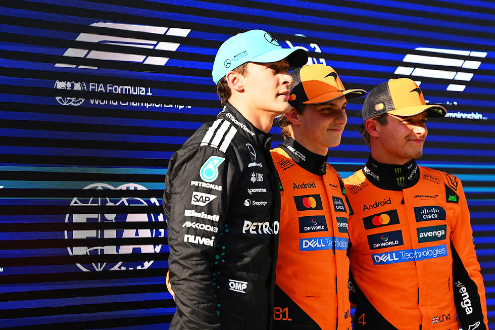 Foto de los primeros 3 para la carrera de mañana. Créditos: Mark Sutton - Fórmula 1/Fórmula 1 vía Getty Images