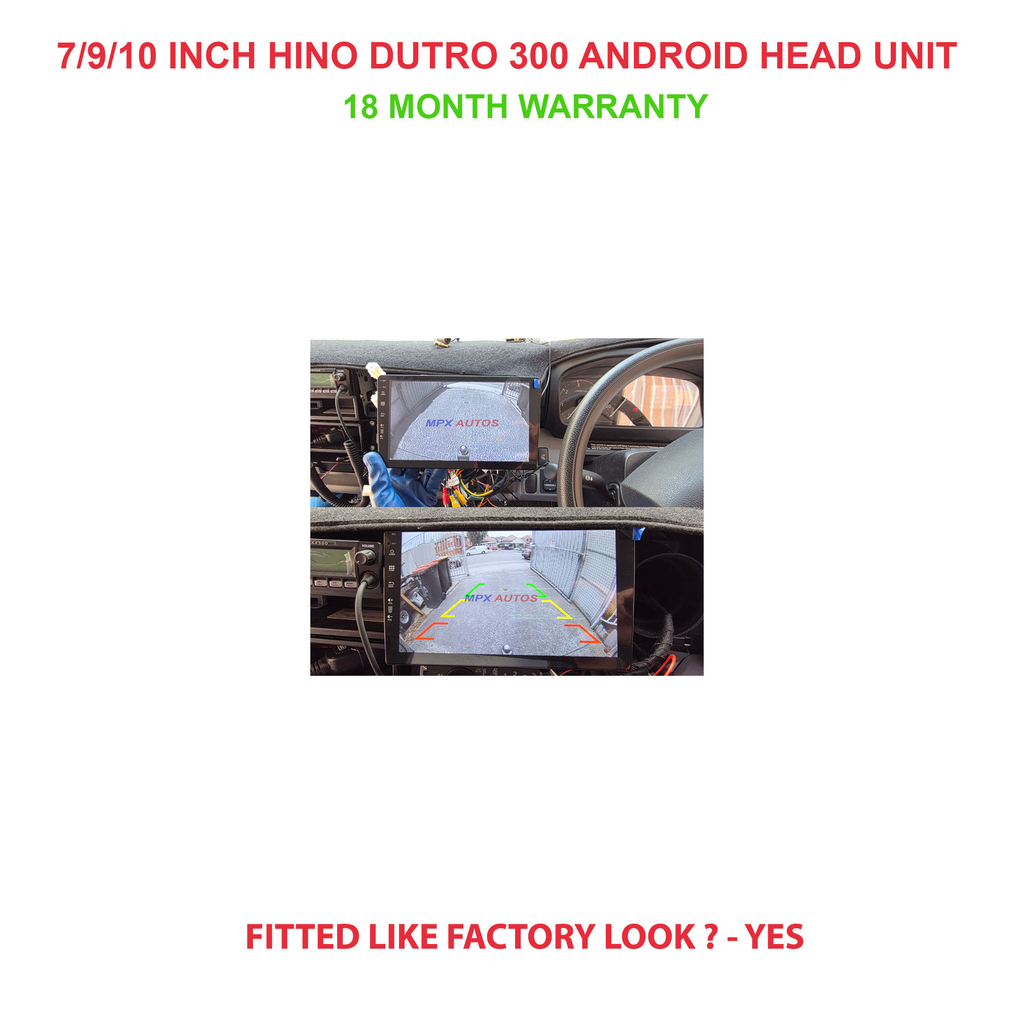 7/9/10 inch truck hino dutro 300 head unit wireless apple carplay