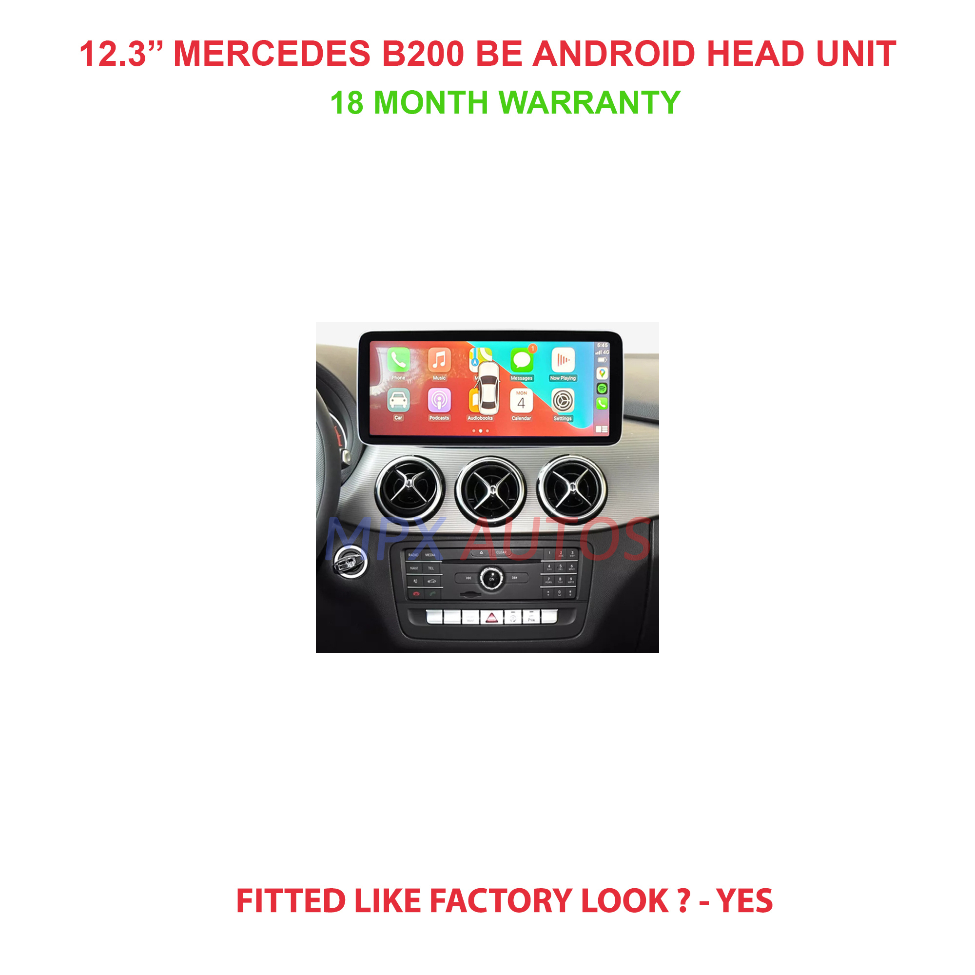 12.3 inch mercedes b200 be 2012 head unit wireless apple carplay