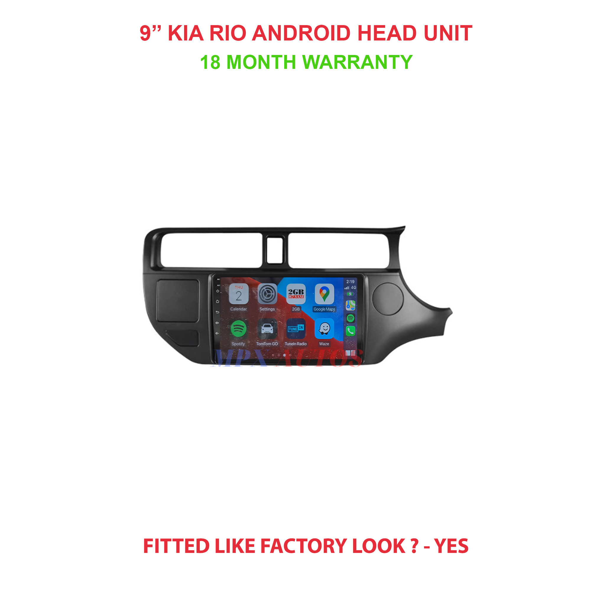 9 inch kia rio 2011-2014 head unit wireless apple carplay