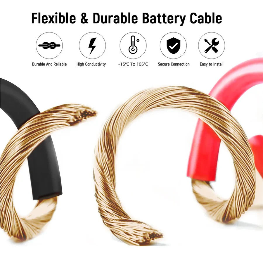Thumbnail: WattCycle 4AWG 12-Inch Battery Inverter Cable Set