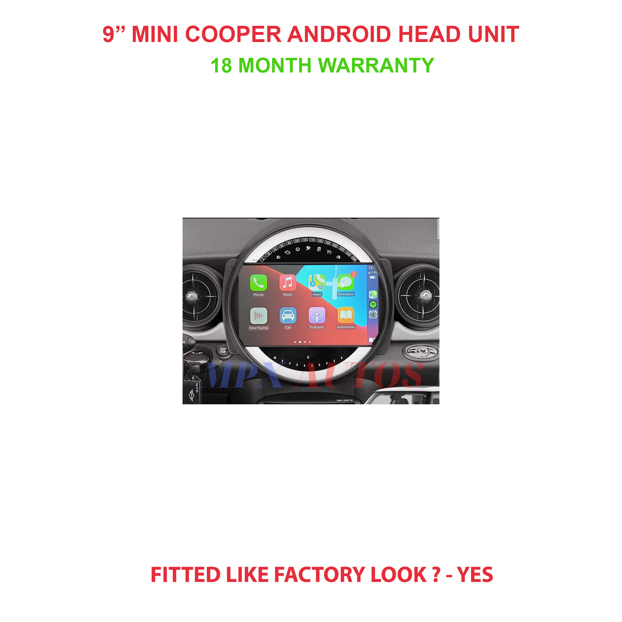 9 inch mini cooper r51 r56 r60 2006-2014 head unit wireless apple carplay
