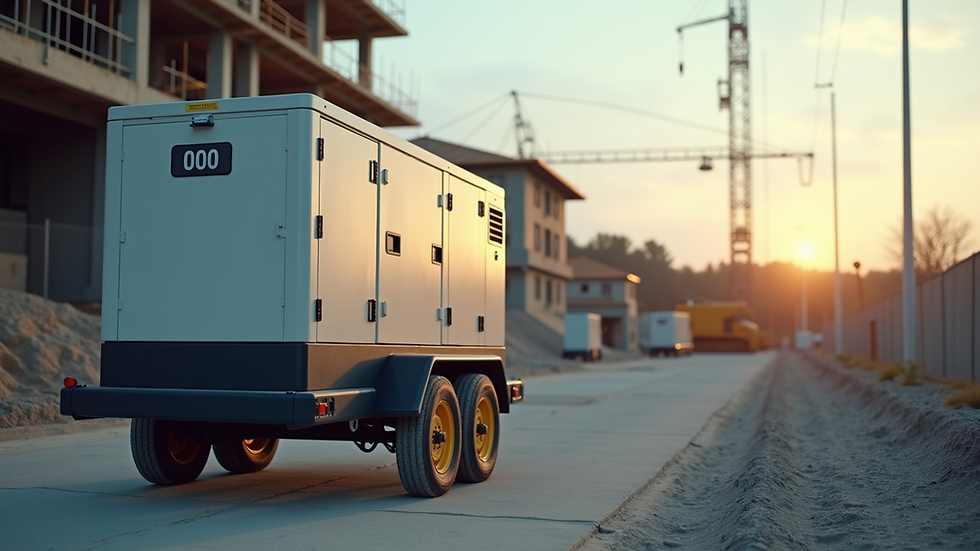Eye-level view of a portable power generator on a construction site