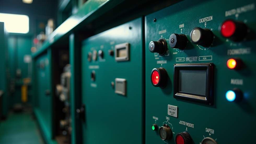 Close-up view of a diesel generator control panel