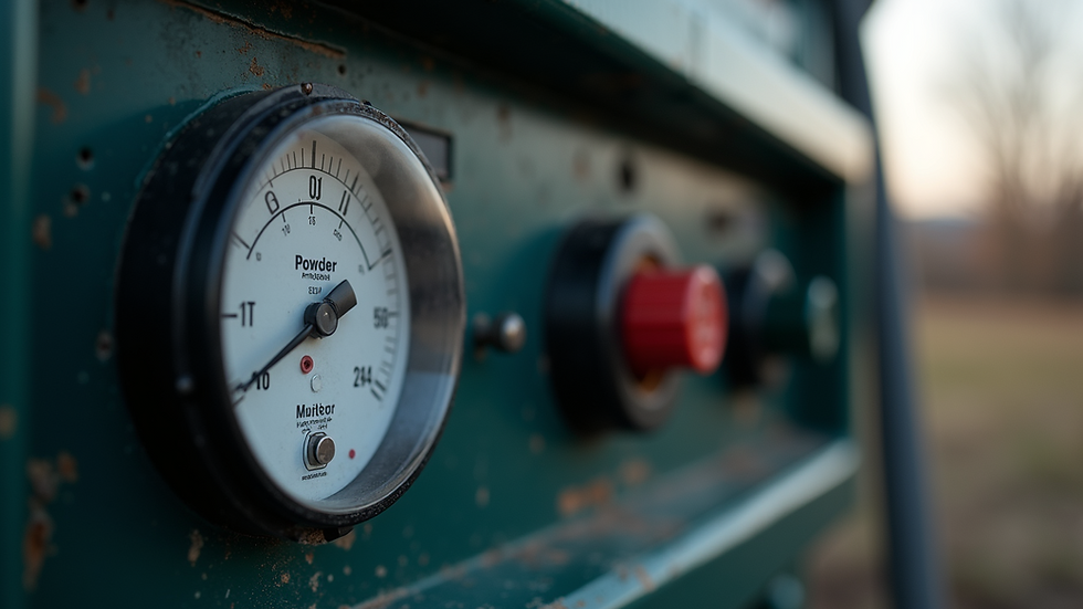 Close-up view of power meter on a generator