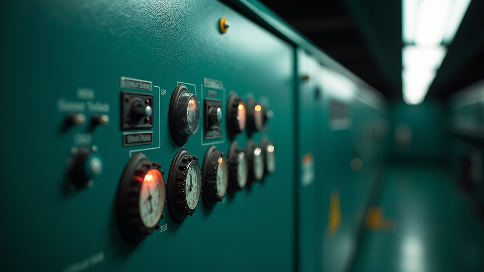 Close-up view of a diesel generator control panel
