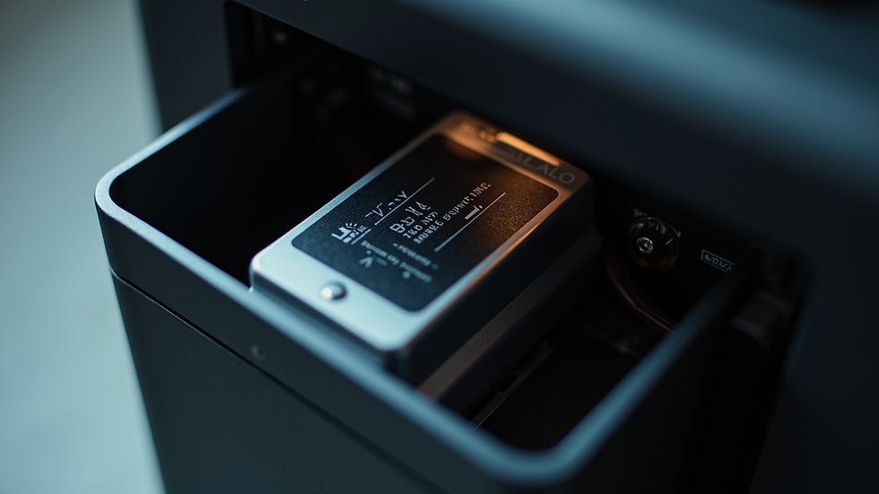 Close-up of UPS battery pack inside a mobile unit