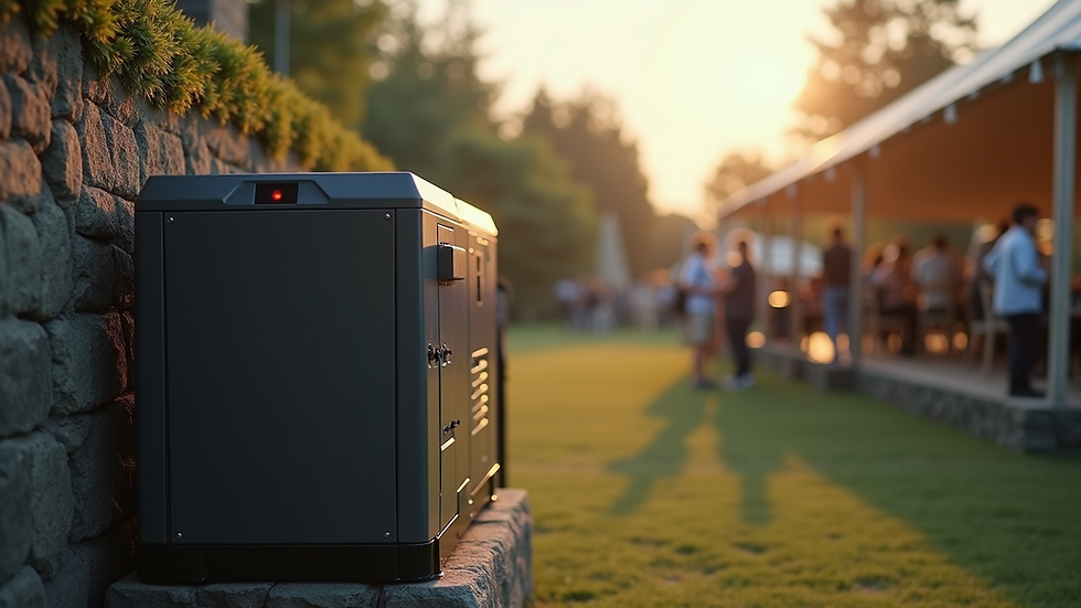 High angle view of a quiet generator installed at an outdoor event