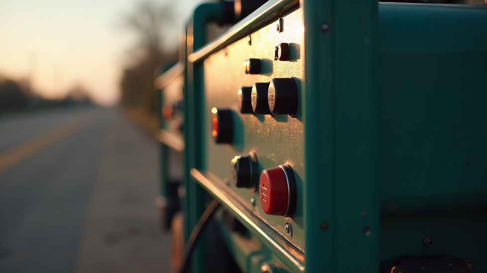 Close-up view of a portable diesel generator with control panel