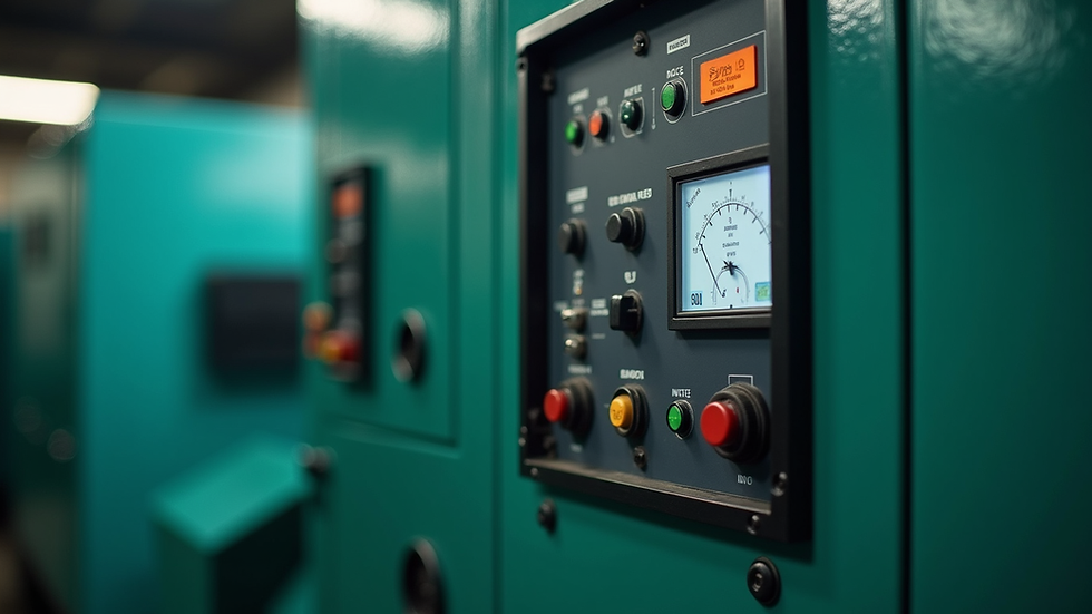 Close-up view of a diesel generator control panel