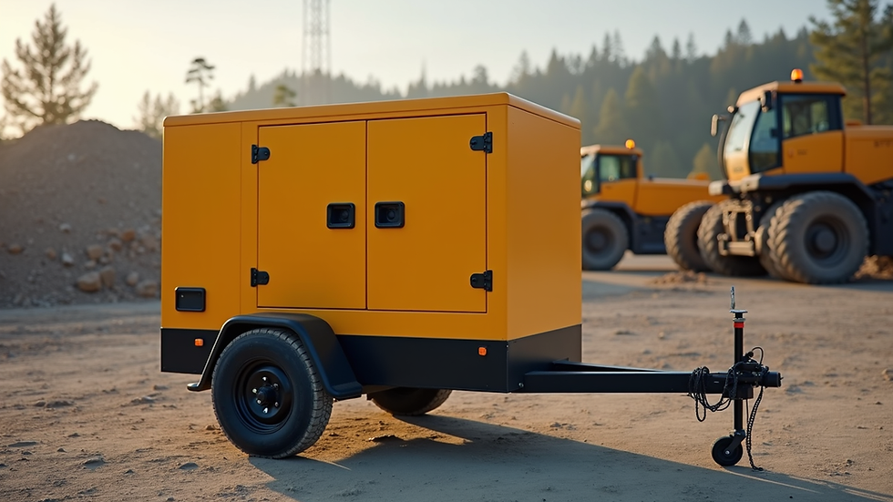 Eye-level view of a portable power generator on a construction site