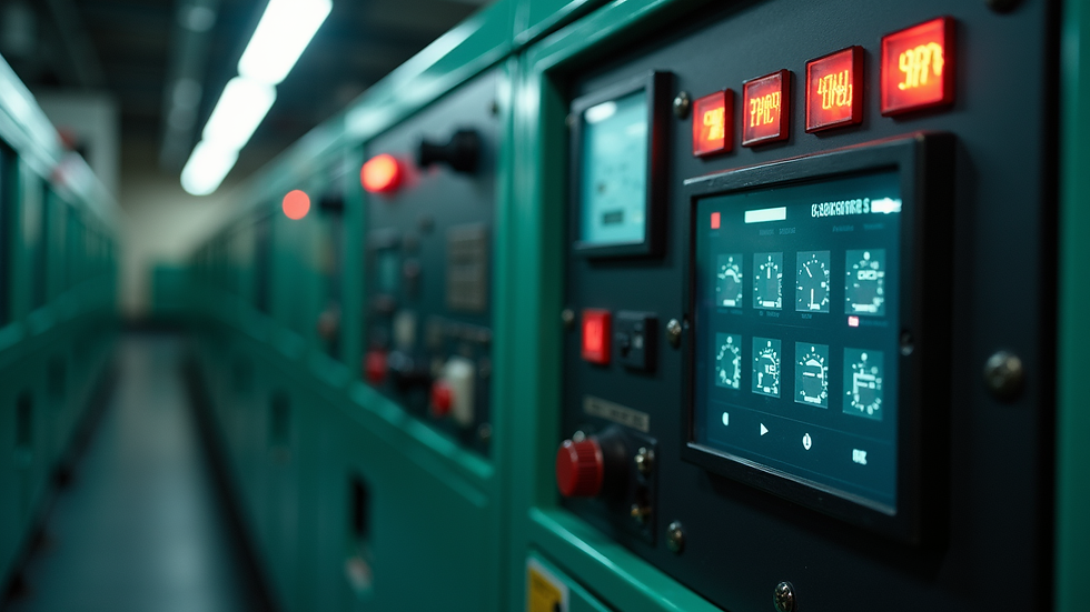 Close-up view of a diesel generator control panel