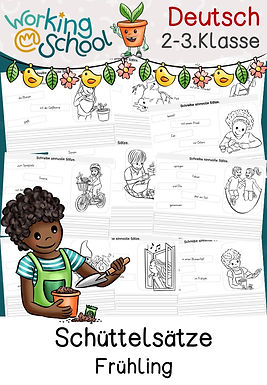 Arbeitsblätter zum Thema Schüttelsätze Frühling für Grundschule Klasse 2-3 in Deutsch