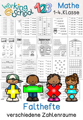 Falthefte Freebie mit verschiedenen Zahlenräumen für Grundschule Klasse 1-4 in Mathe 