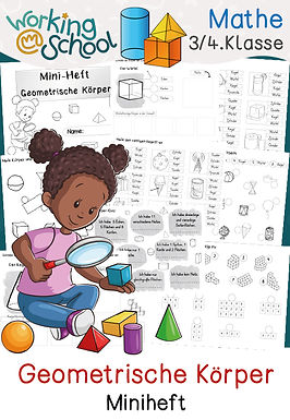 Miniheft zum Thema geometrische Körper für Grundschule Klasse 3 bis 4 in Mathe