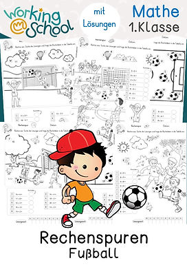 Rechenspuren zum Thema Fußball für Grundschule Klasse 1 in Mathe