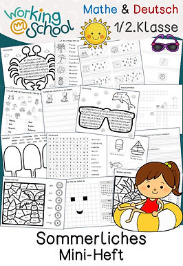 Miniheft zum Thema Sommer für Grundschule Klasse 1 bis 2 in Freiarbeit