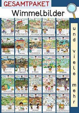 Gesamtpaket Wimmelbilder zum verschiedenen Thema für Grundschule Klasse 1-4 in Deutsch