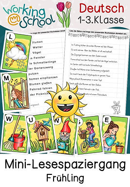 Arbeitsblätter zum Thema Lesespaziergang Frühling für Grundschule Klasse 1-3 in Deutsch