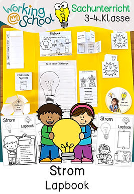 Lapbook zum Thema Strom für Grundschule Klasse 3-4 in Sacharbeit