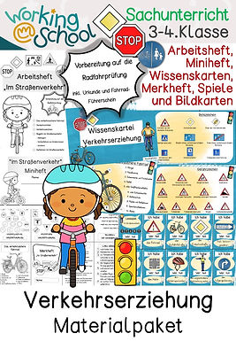 XXL-Materialpaket zum Thema Verkehrserziehung und Straßenverkehr für Grundschule Klasse 3-4 in Sacharbeit