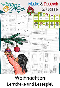 Lerntheke Weihnachten mit Lesespiel für Grundschule Klasse 3 in Freiarbeit