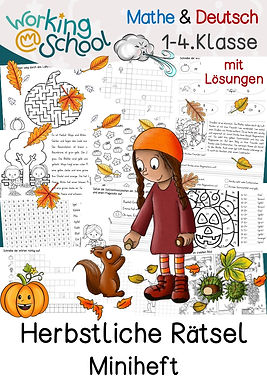 Miniheft zum Thema herbstliche Rätsel mit Lösungen für Grundschule Klasse 1 bis 4 in Freiarbeit