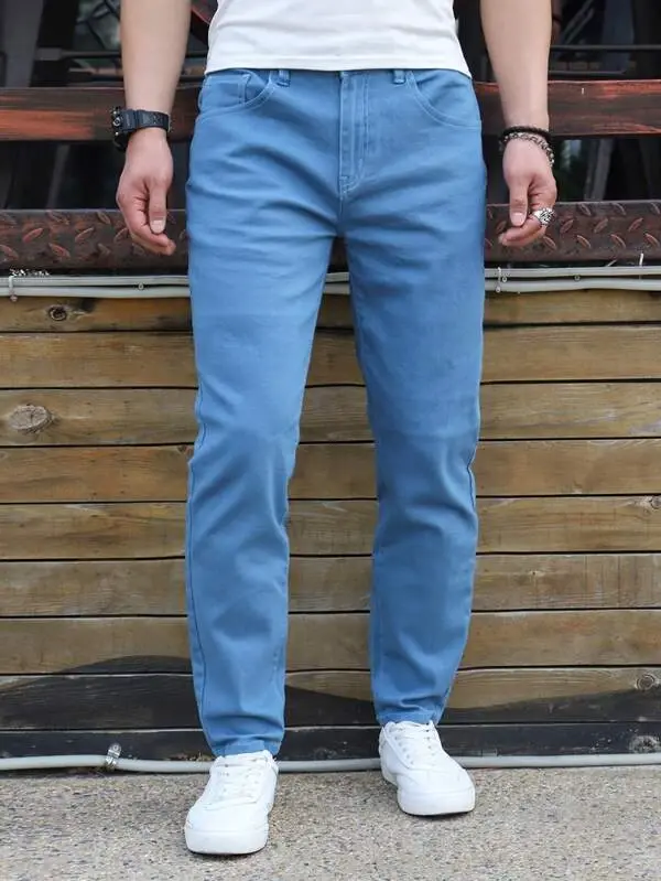 Miniatura: Hombres Jeans con bolsillo oblicuo unicolor