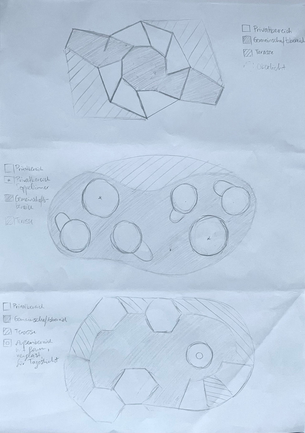 first sketches and ideas for a student shared house