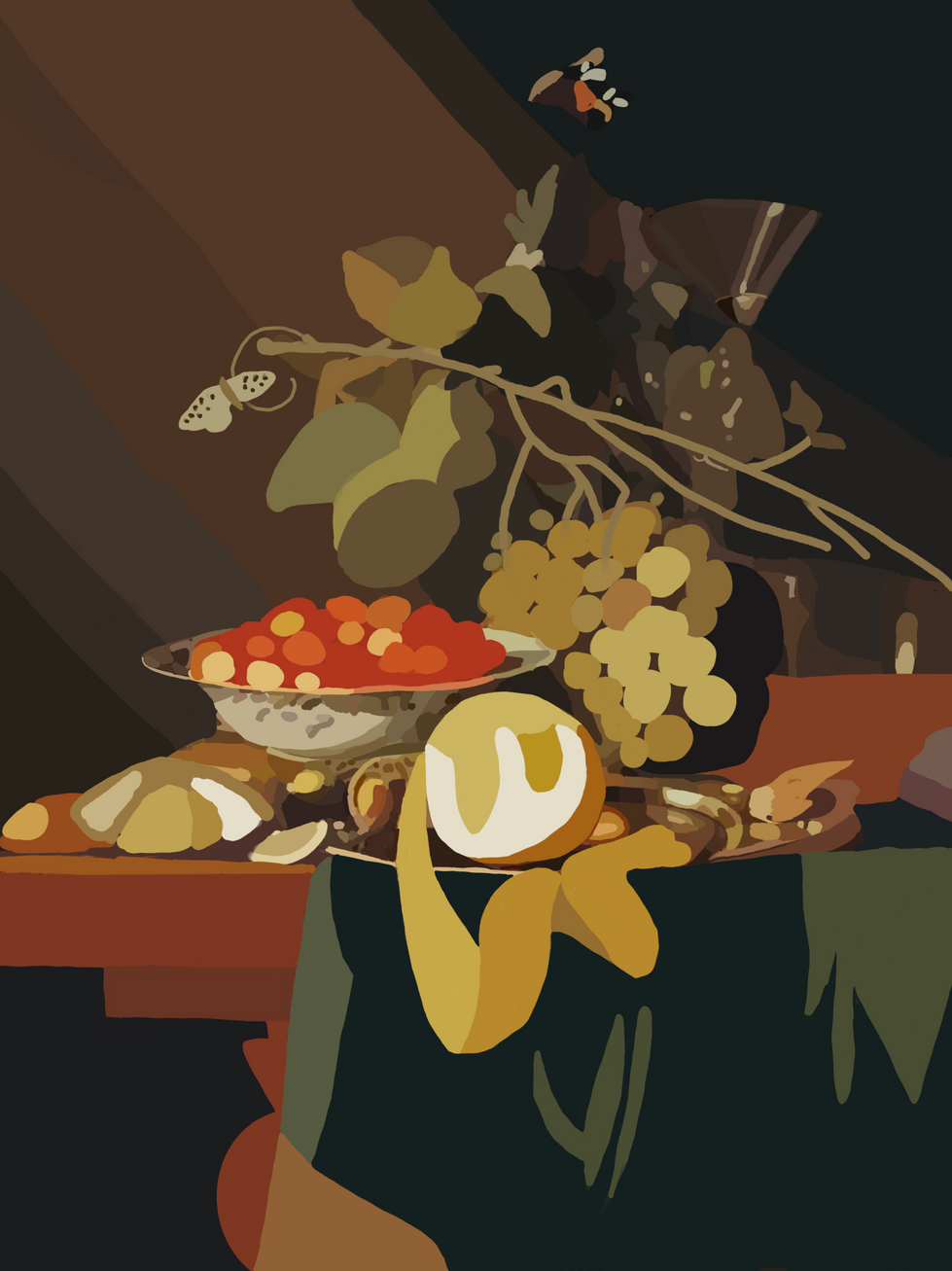 abstraction of a baroque still life