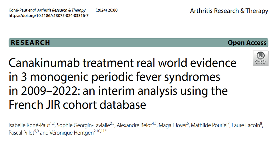 Traitement par le canakinumab : données réelles dans 3 syndromes de fièvre périodique monogénique