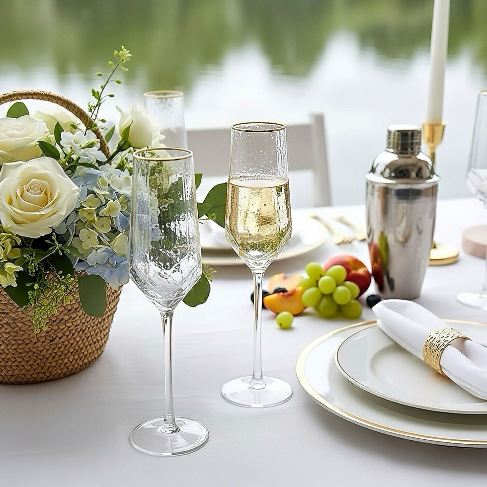 Gold Rim Crystalline Champagne Glass Set