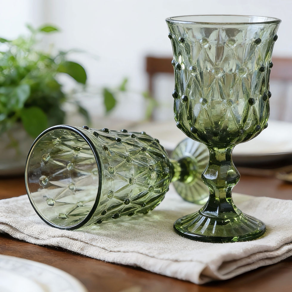 Retro Green Wine Glasses