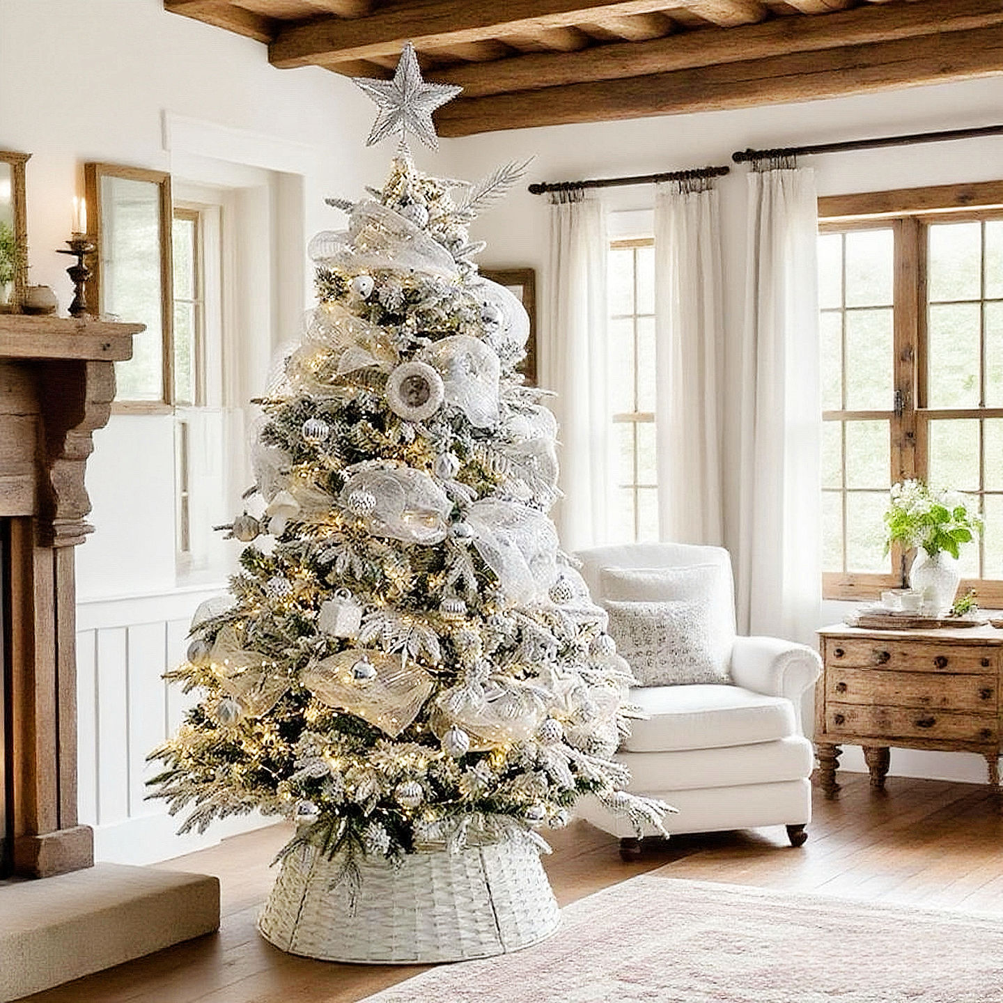 Prelit 6ft Elegant Frosted Christmas Tree