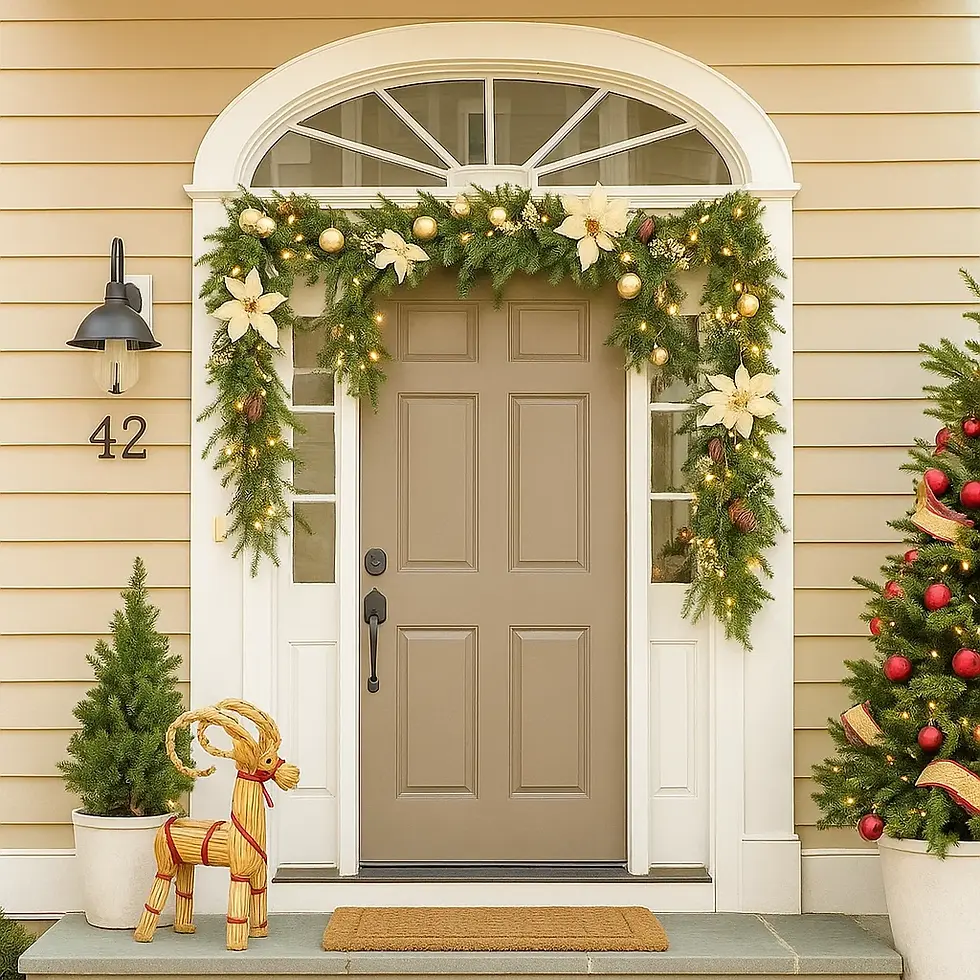 Pre Lit Golden Ornament Christmas Garland With Pine Cone