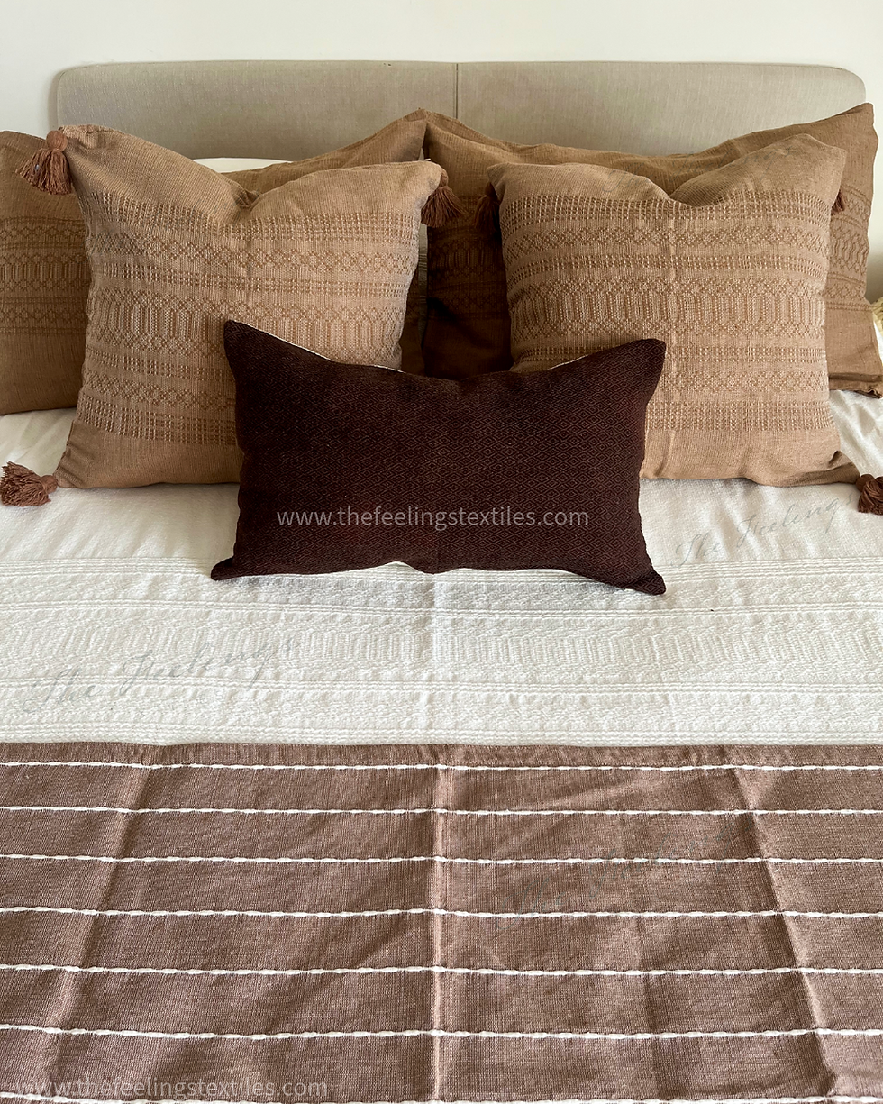 Miniatura: riñonera bicolor hecha en telar de pedal café