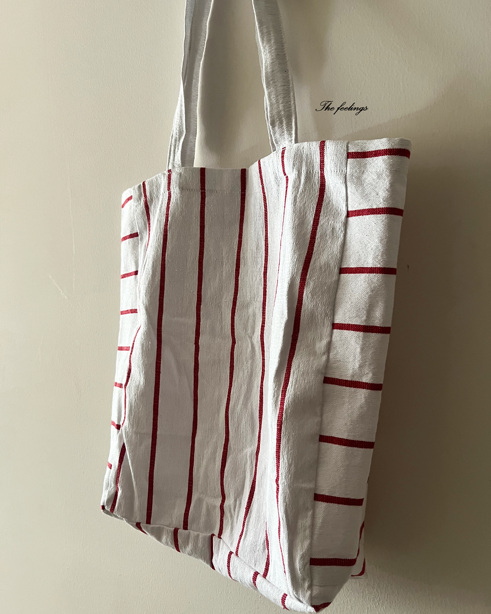 Miniatura: bolsa tote rayas rojas